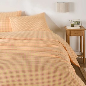 30% gerecycled katoenen beddengoedset, rechthoekige kussensloop, ruitjesprint, LESIA