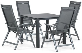 Tuinset 4 personen 90 cm Aluminium/textileen Grijs Hartman Royal