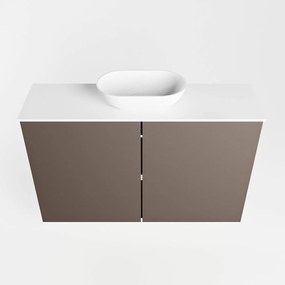 Mondiaz Fowy toiletmeubel 80cm smoke met witte waskom midden en kraangat