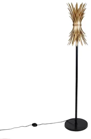 Art Deco vloerlamp goud met zwart - Wesley Art Deco E27 Binnenverlichting Lamp