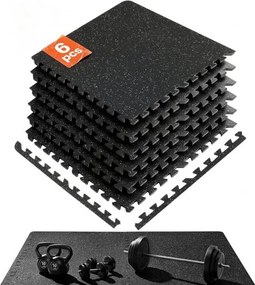 VEVOR in elkaar grijpende tegels 6-pack vloertegels met afvoergat, garage zwarte vloertegels 61 x 61 cm vierkante vloertegels voor buiten, rubberen vloertegels voor op het terras, sportschool en tuin