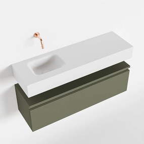 Mondiaz Andor toiletmeubel 100cm army met witte wastafel links zonder kraangat