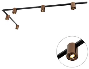 1-fase railsysteem met 5 Spot / Opbouwspot / Plafondspots donkerbrons en zwart - Rondoo Up Modern GU10 Binnenverlichting Lamp