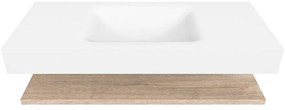 Zaro Alan badmeubel 110cm met planchet washed oak en vrijhangende wastafel cloud midden zonder kraangat talc