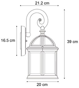 Klassieke buiten wandlamp antiek zilver IP44 - Glasgow Klassiek / Antiek E27 IP44 Buitenverlichting
