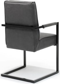 Eetkamerstoel - Andries - Lederlook Soft Antraciet - Met armleuning