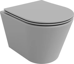 Mexen Rico wc-pot Rimless met langzaam vallende slanke zitting, duroplast, lichtgrijs mat - 30724061