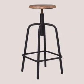 Verstelbare Hoge Kruk Van Ijzer En Hout Ery Zwart - Sklum