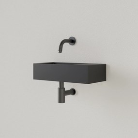Sanigoods Nano fontein rechts zwart mat zonder kraangat 36x18cm