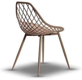 CHICO stoel fango (donker beige/bruin) - modern, opengewerkt, voor keuken / tuin / café