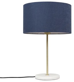Tafellamp messing met blauwe kap 35 cm - Kaso Modern E27 rond Binnenverlichting Lamp
