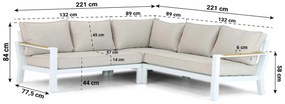 Hoek loungeset 5 personen Aluminium/Polywood (teakfinish) Wit  Lifestyle Garden Furniture Bilbao
