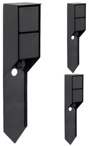 Set van 3 Buitenstopcontact Double Spike Tuinstopcontact Zwart