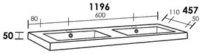 Sanituba Foggia dubbele wastafel mineraalmarmer met twee kraangaten 120cm mat