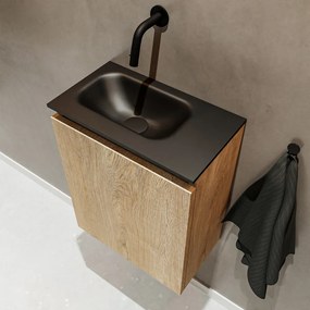 Mondiaz Ture 40cm toiletmeubel washed oak met wastafel urban links geen kraangat