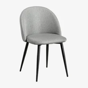 Kana Set Van 4 Eetkamerstoelen Zwart & Linnen Grijs – Beton - Sklum