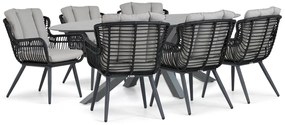 Tuinset 6 personen 240 cm Aluminium/wicker Grijs Coco Azzano/Ellisse