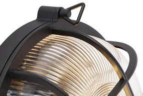 Industriële ronde wandlamp zwart IP44 - Noutica