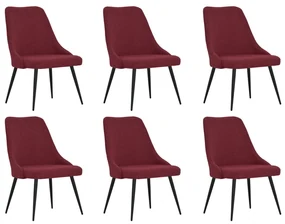 vidaXL Eetkamerstoelen 6 st stof wijnrood