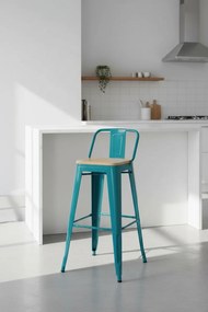 Kruk Torix met rugleuning van natuurlijk hout