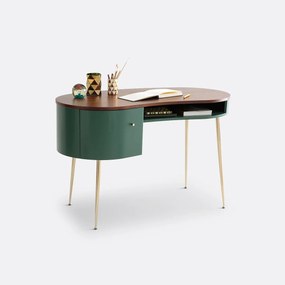 vintage bureau met laagje notelaar, Topim