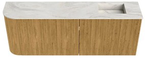 Mondiaz Joya DLux 110cm toiletmeubel ronding links oak met wastafel faye rechts zonder kraangat ostra