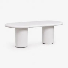 Ovalen Tuin Tafel 220x100 Cm In Cement Namara Wit - Sklum