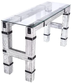 CHYRKA® Eettafel woonkamer tafel DROHOBYCZ kruk loft vintage bar industrieel design handgemaakt hout glas metaal