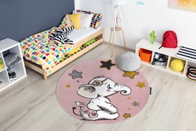 Tapijt PETIT ELEPHANT OLIFANTJE Sterretje ROND rozekleuring
