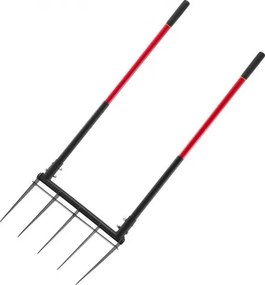 VEVOR Broadfork Dubbele As 510x320 mm, 5-puntige graafvork met twee glasvezel handvatten, robuuste spitvork, ergonomisch U-vormig ontwerp, tuingereedschap voor composteren, verplanten en beluchten