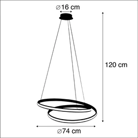 Eettafel / Eetkamer Moderne hanglamp wit 74 cm incl. LED dimbaar - Rowan Modern rond Binnenverlichting Lamp
