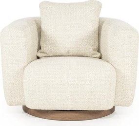 Draaibare Fauteuil Beige Met Walnoot Hout