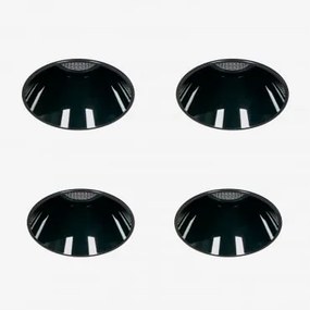 Pack Van 4 Inbouw Led Downlights Zonder Rand, Trimless, Rond Ø5,3 Cm Voor Buitengebruik In Aluminium Luisiana Warm Wit 2700k & Zwart & 8 W & 38º -