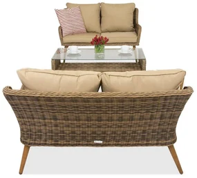 Bilbao Coffee tuinmeubelen met kleine tafel voor 4 personen Garden Point bruin