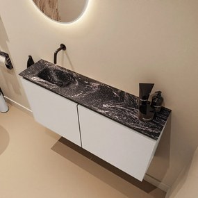 Mondiaz Ture DLux toiletmeubel 100cm linen met wastafel lava links zonder kraangat