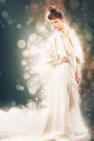 Kunstfotografie Beauty fashion model dressed in white, Pilin_Petunyia, (26.7 x 40 cm)