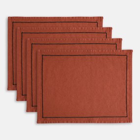 Set van 4 placemats gewassen linnen/katoen Métis Bourdon