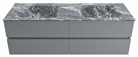 Mondiaz Vica DLux badmeubel 150cm plata 4 lades met wastafel lava dubbel zonder kraangat