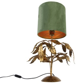 Vintage tafellamp antiek goud met groene kap - Linden Klassiek / Antiek E27 rond Binnenverlichting Lamp