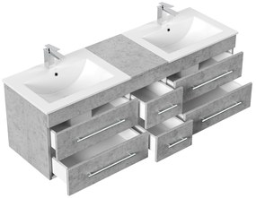 Saniclear Ophelia dubbel Badkamermeubel 150cm 2 kraangaten beton