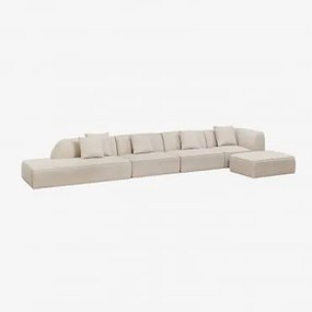 Modulaire Hoekbank Van 4 Delen Met Linker Divan En Gestoffeerde Poef Cardea Chenille Crèmebeige - Sklum