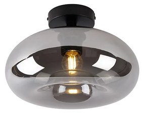 Art Deco plafondlamp zwart met smoke glas - Busa Art Deco E27 rond Binnenverlichting Lamp