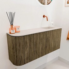 Mondiaz Joya DLux 90cm toiletmeubel ronding links dusk met wastafel faye rechts zonder kraangat meli