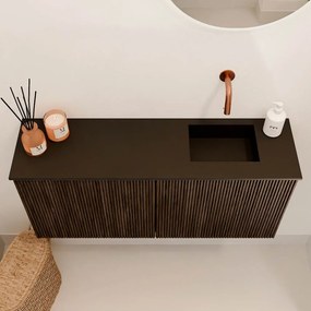 Mondiaz Joya 90cm toiletmeubel walnut met wastafel faye rechts zonder kraangat urban