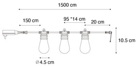 Buitenlamp Smart prikkabel LED 15 meter 15-lichts opaal RGBW IP44 - Chill Modern IP44 Buitenverlichting