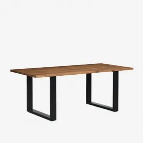 Rectangulaire Eettafel 200x100 Cm Van Acaciahout En Staal Milet Acacia Bruin - Sklum