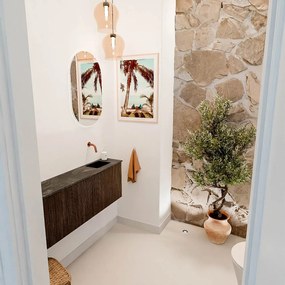 Mondiaz Joya DLux 110cm toiletmeubel ronding links walnut met wastafel faye rechts zonder kraangat lava