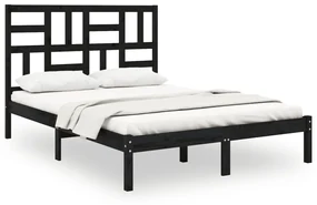 vidaXL Bedframe massief hout zwart 140x190 cm