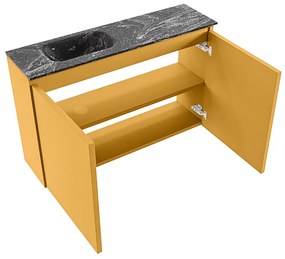 Mondiaz Ture DLux toiletmeubel 80cm ocher met wastafel lava links zonder kraangat