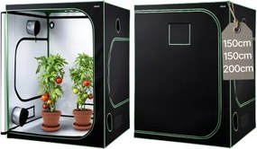VEVOR kweektent, 150x150x200 cm, binnenplantentent met full-spectrum LED-kweeklamp en ventilatiesysteem, kweekkast 600D sterk reflecterende mylar, kweektenten, kas voor bloemen en groenten